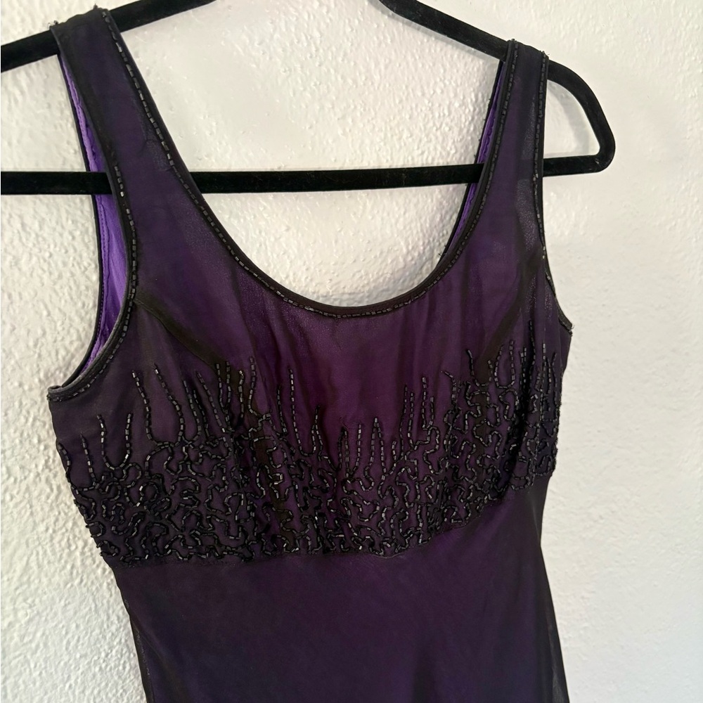 Vintage 90’s Nostalgia Bead Black Purple Skirt Homecoming Party Maxi Dress Gown